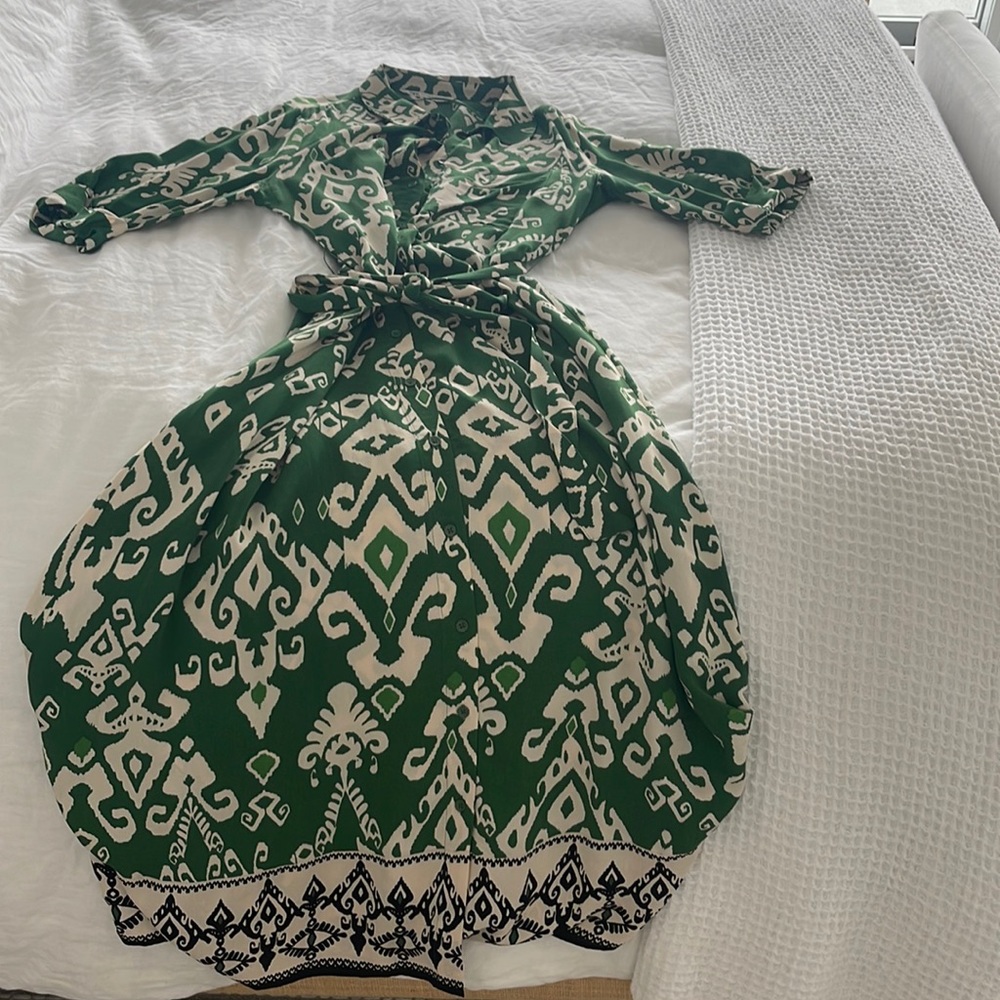 Zara green maxi with tie at waist